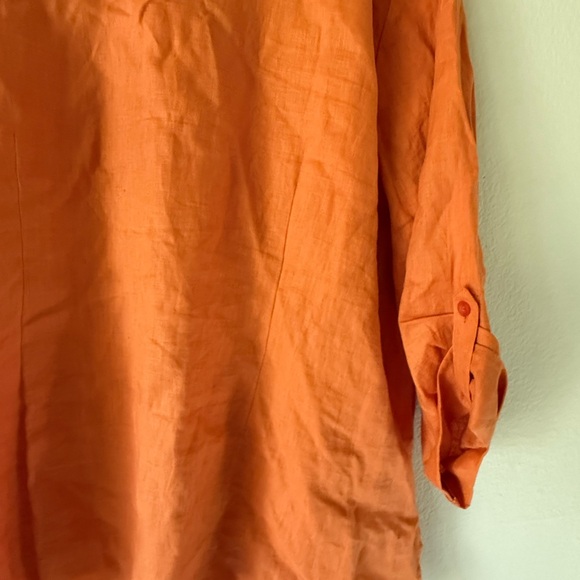 ECOLOGIE Orange Linen Blouse Embroidered Boho Tunic Size 2X - Picture 12 of 13
